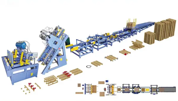 Automatic Wood Pallet Nailing Machine complete production line, product display