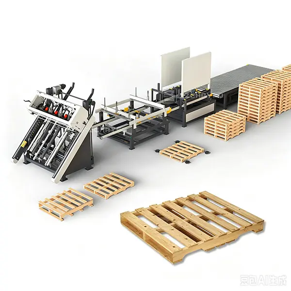 Automatic Wood Pallet Nailing Machine complete production line, product display